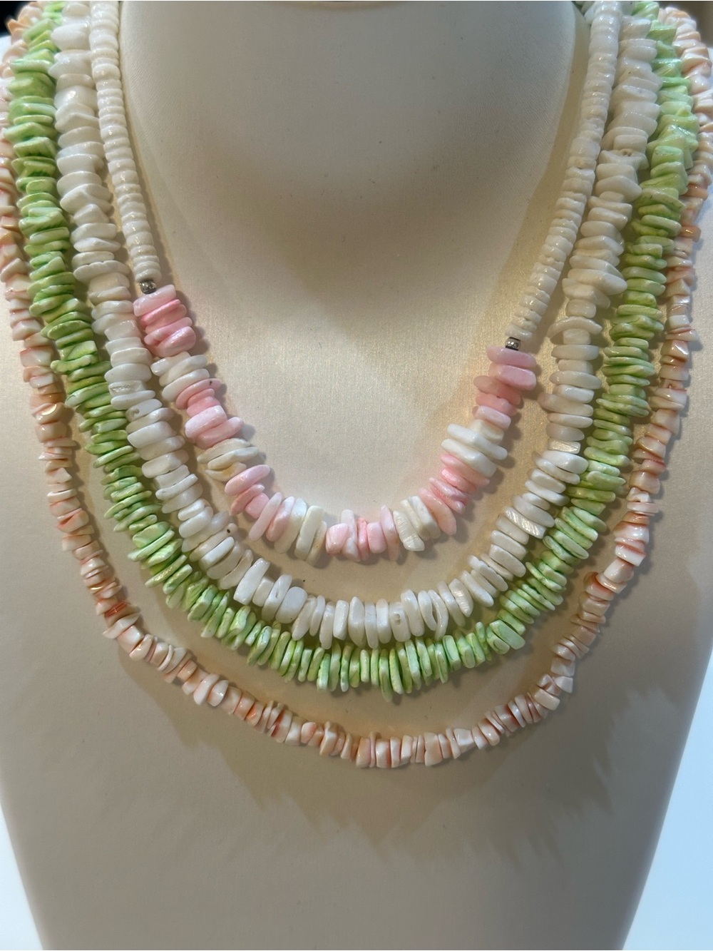 Boho Natural 4 Separate Various Size Sea Shell Chip Necklace Set